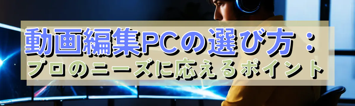 動画編集PCの選び方：プロのニーズに応えるポイント