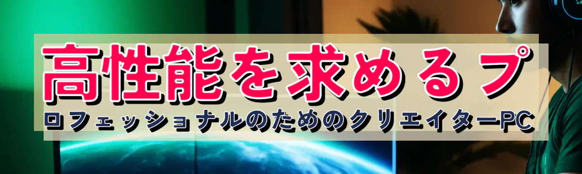 高性能を求めるプロフェッショナルのためのクリエイターPC